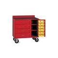 Valley Craft Vari-Tuff Mobile Utiity Bin Cabinet with 4 Drawers and 12 Bins - 36x21x35, Red F83892A2